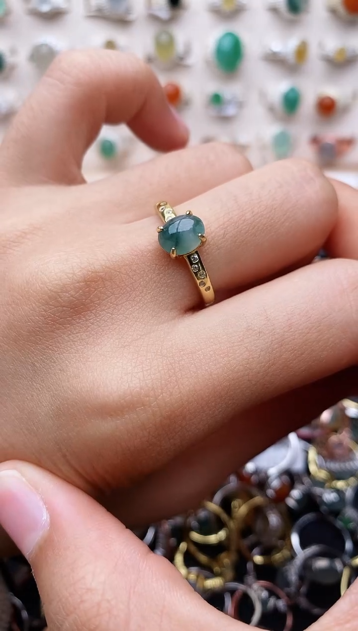 【闪购商品】翡翠戒指银S925镶嵌缅甸翡翠