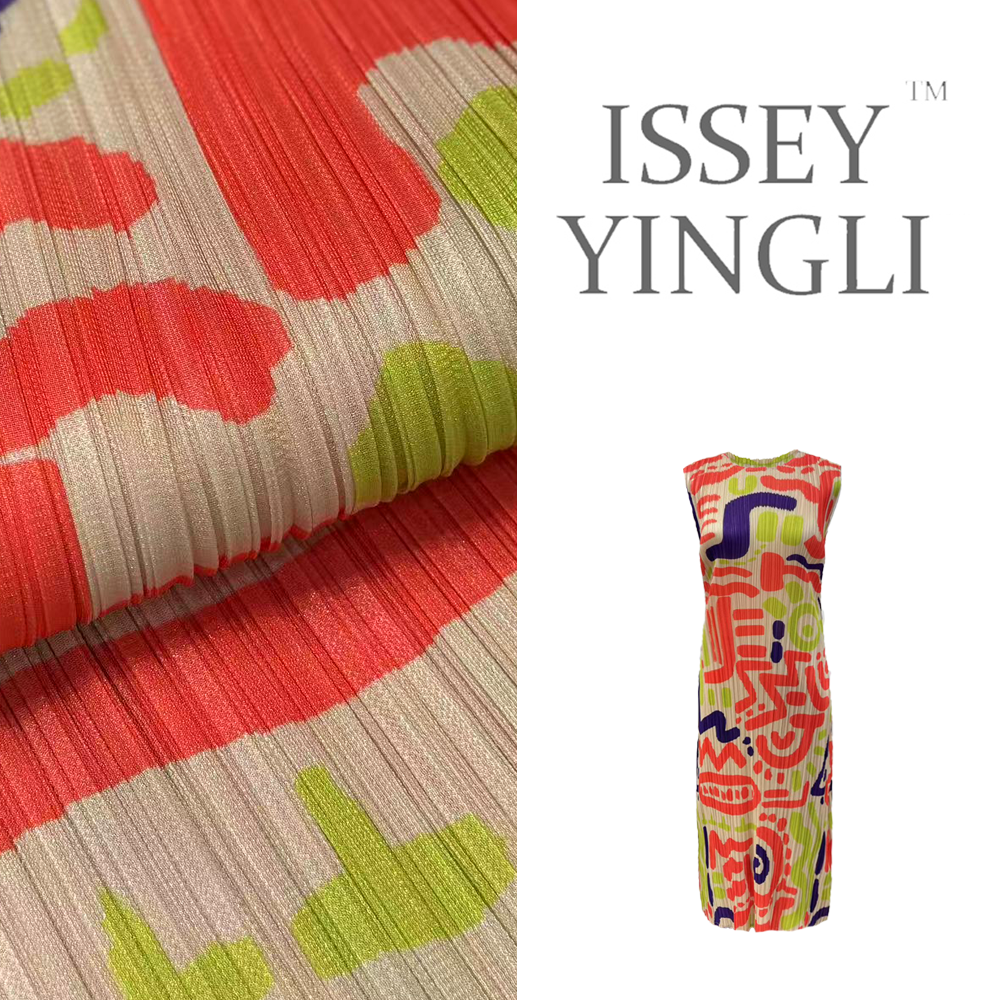 莉褶高端褶皱女士花色裙子时尚百搭女士气质显瘦连衣裙A173