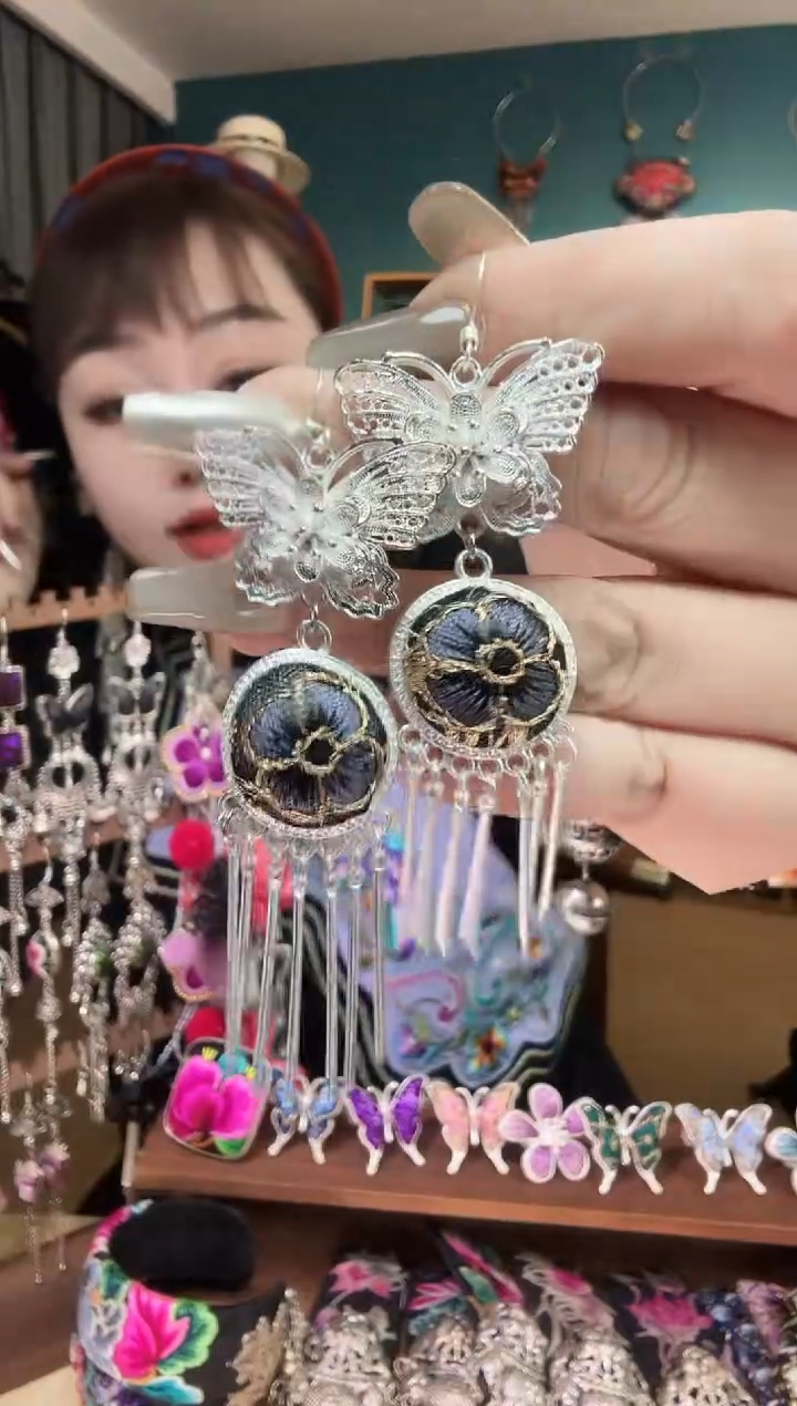 刺绣纯手工民族风刺绣耳环