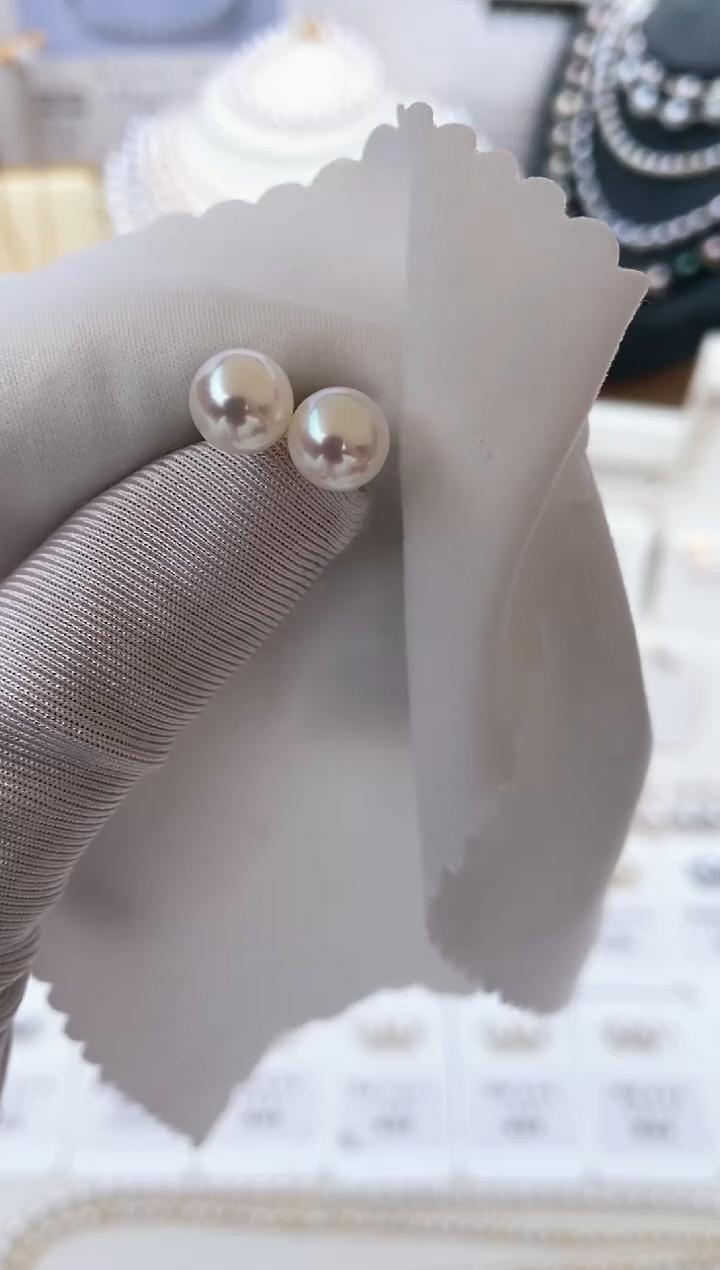 【闪购商品】海水珍珠耳饰18K金镶嵌特选福利7.5-8mm不退不换