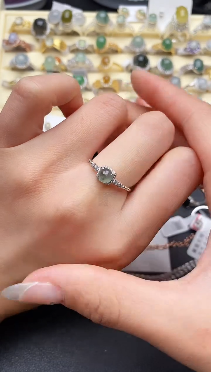 【闪购商品】翡翠戒指银S925镶嵌4444444+2