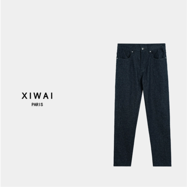 高级男装 秋冬新品25s男士真丝桑蚕丝雪花牛仔裤休闲直筒裤 7072