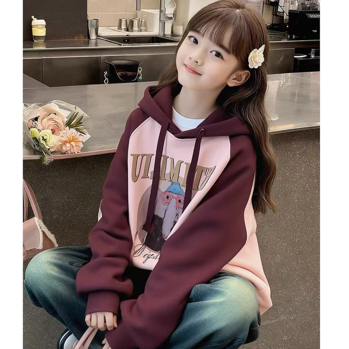 女大童加绒连帽卫衣1271