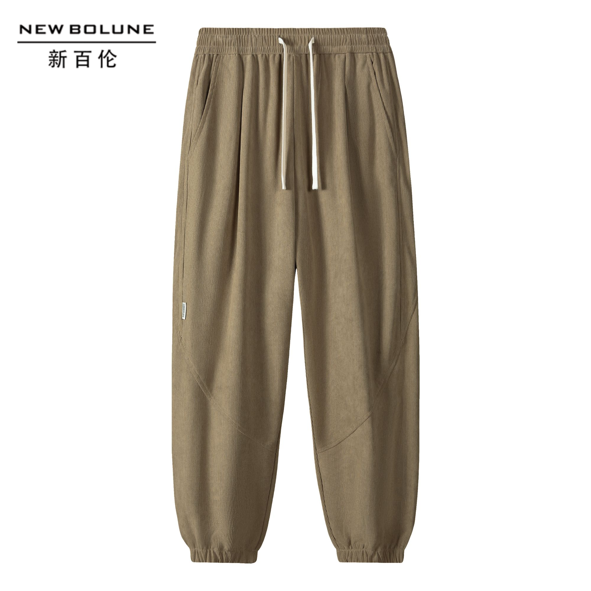 新百伦春夏新款百搭休闲裤纯色修型卫裤宽松男士显腿束脚裤