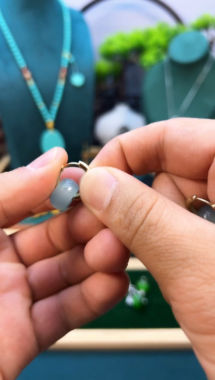 翡翠14K金镶嵌耳饰E30