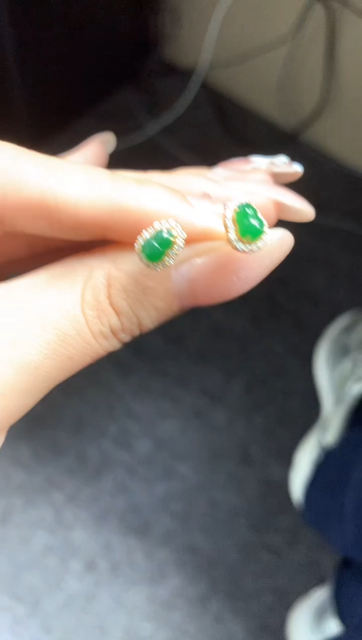 【闪购商品】翡翠耳饰18K金镶嵌耳饰|1300+130