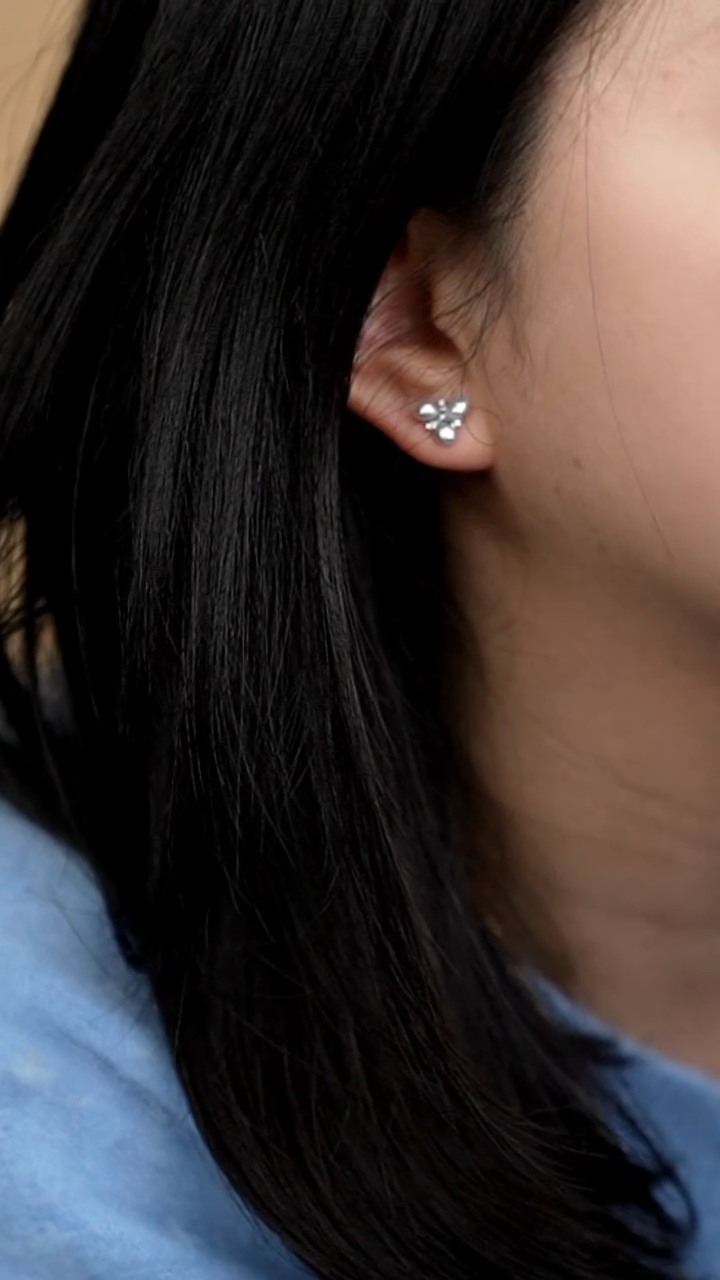 18K金镶嵌耳饰海水珍珠澳白keshi小花耳饰