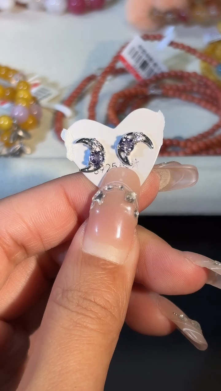 银S925镶嵌耳钉坦桑石k579多样性发货一件