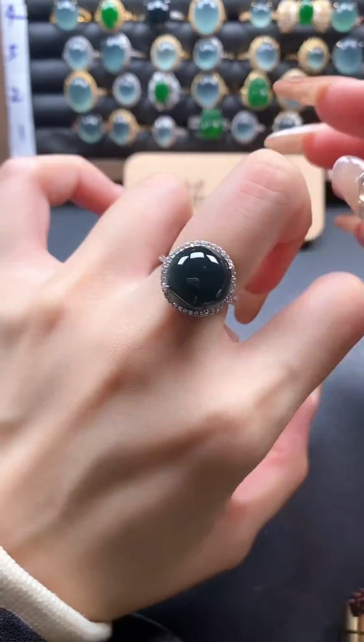 银S925镶嵌戒指翡翠51511