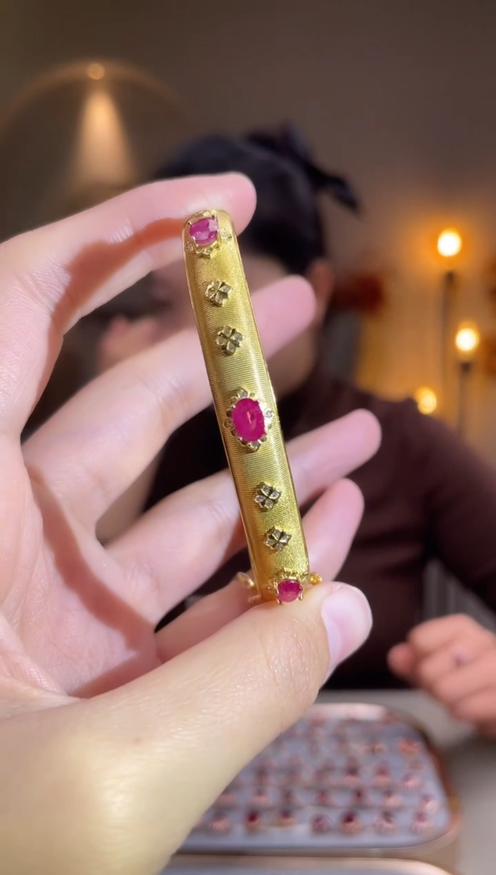 手镯彩色蓝宝石银S925镶嵌手镯