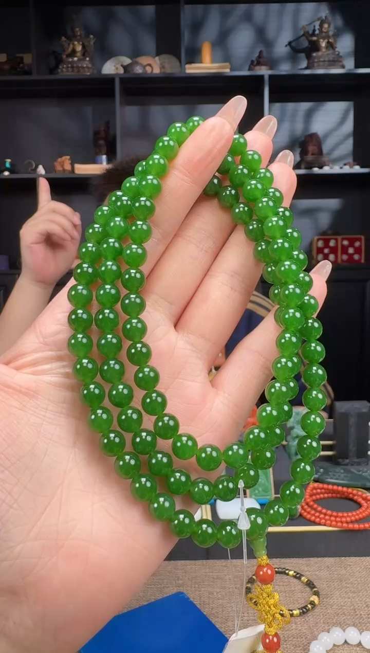 【闪购商品】和田玉1未镶嵌8mm碧玉圆珠108