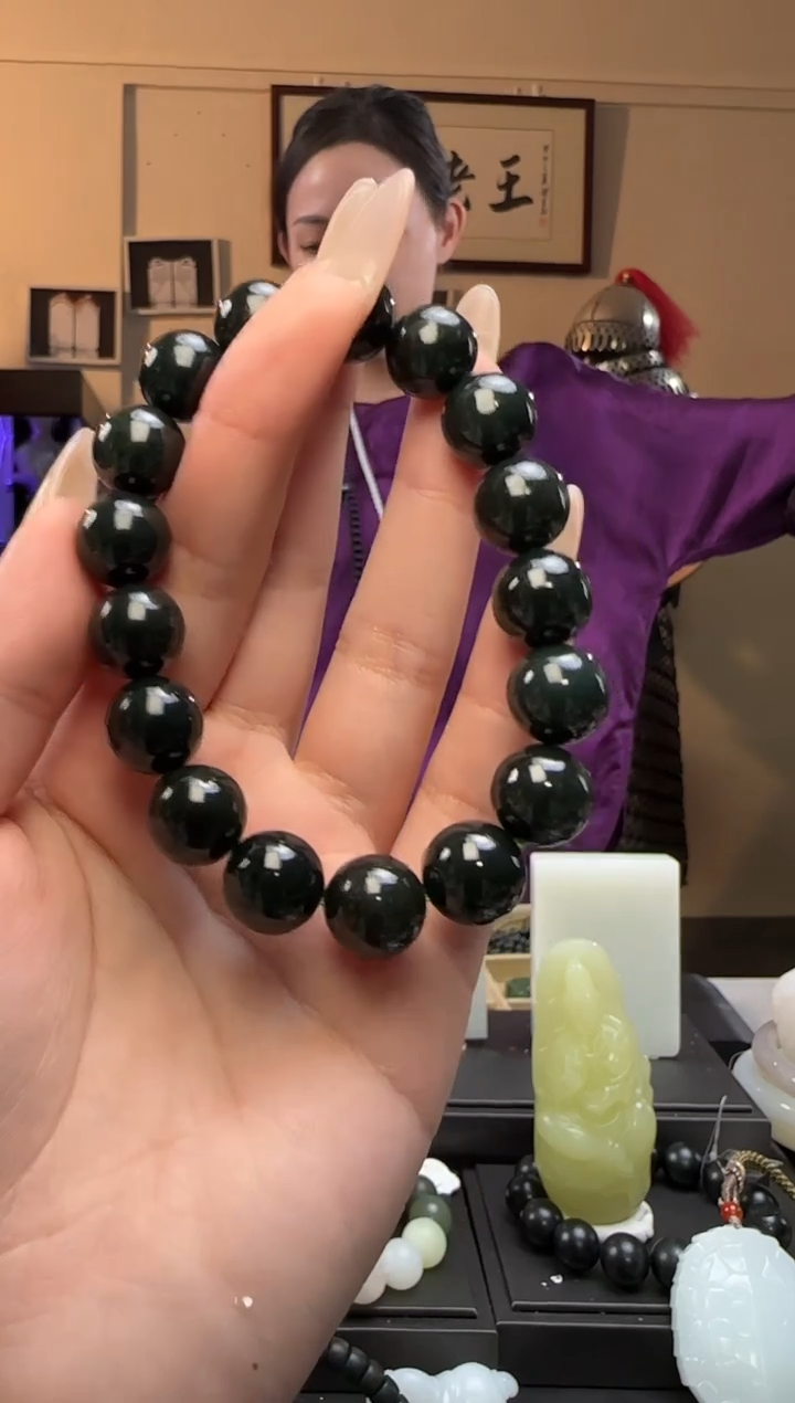 【闪购商品】和田玉青玉圆珠未镶嵌手串