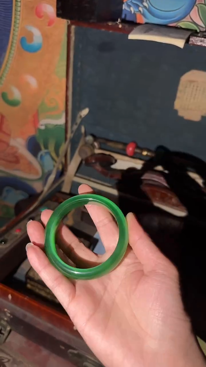 香榧木绿猫眼手镯