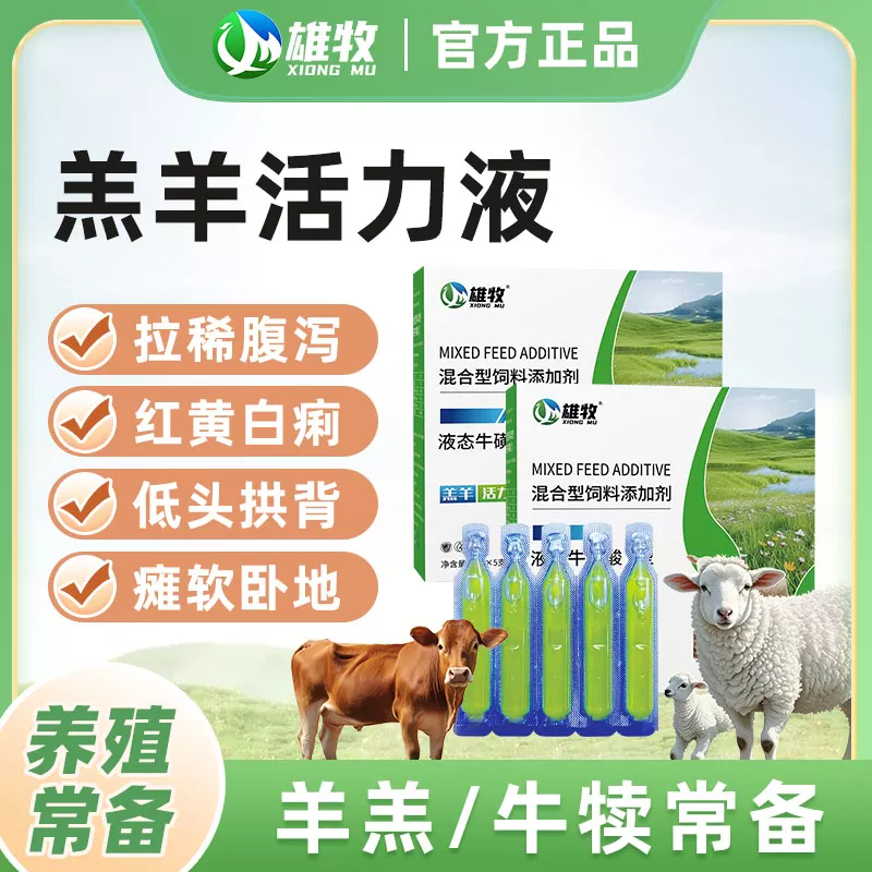 雄牧羔羊活力液混合型饲料添加剂畜牧养殖专用20支/盒厂家直销