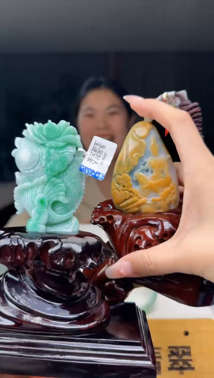 【闪购商品】翡翠摆件未镶嵌一对MM@@WS50204H020