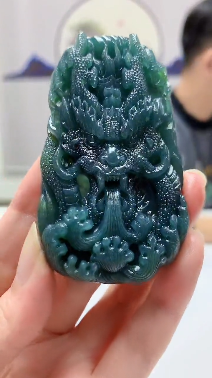 【闪购商品】定制翡翠未镶嵌4917zm-毛货挂件168龙牌