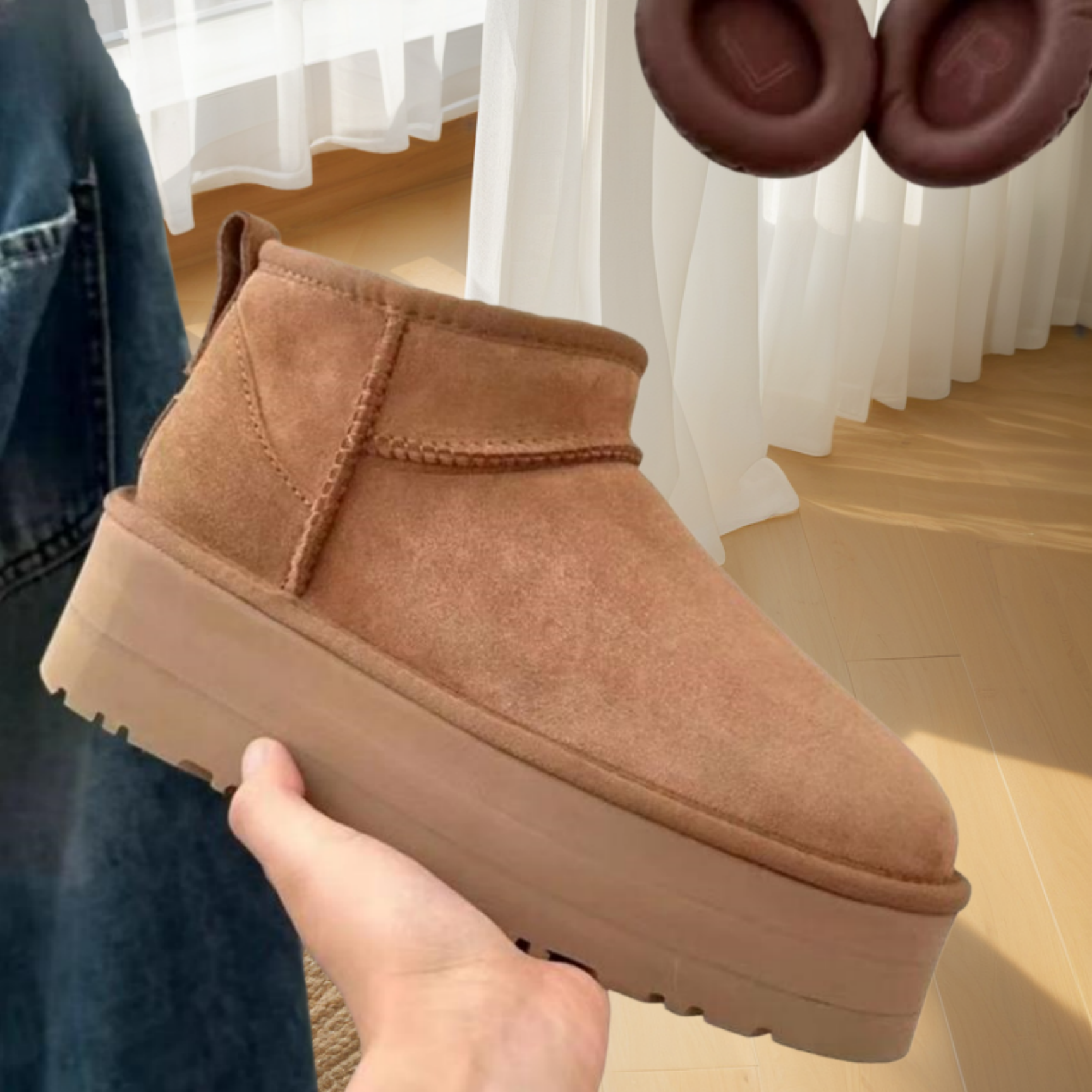 【冬雨5公分】秋冬加绒皮毛一体迷你厚底保暖休闲雪地靴女款