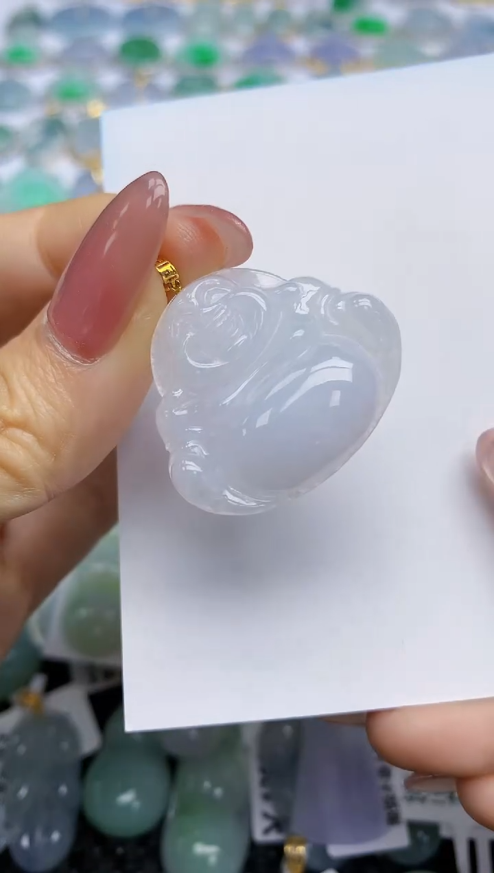 【闪购商品】翡翠挂件18K金镶嵌天然翡翠A货