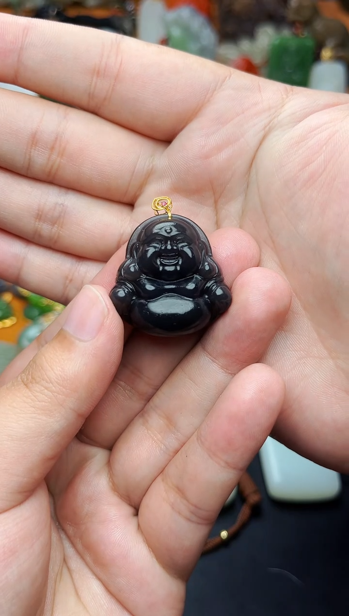 【闪购商品】和田玉颈饰18K金镶嵌佛01