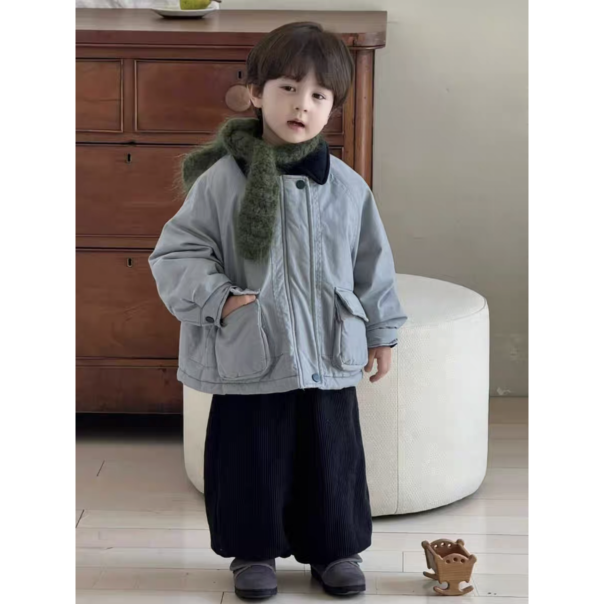 男女童外套儿童春秋装2025新款翻领夹棉保暖夹克帅气休闲上衣XT