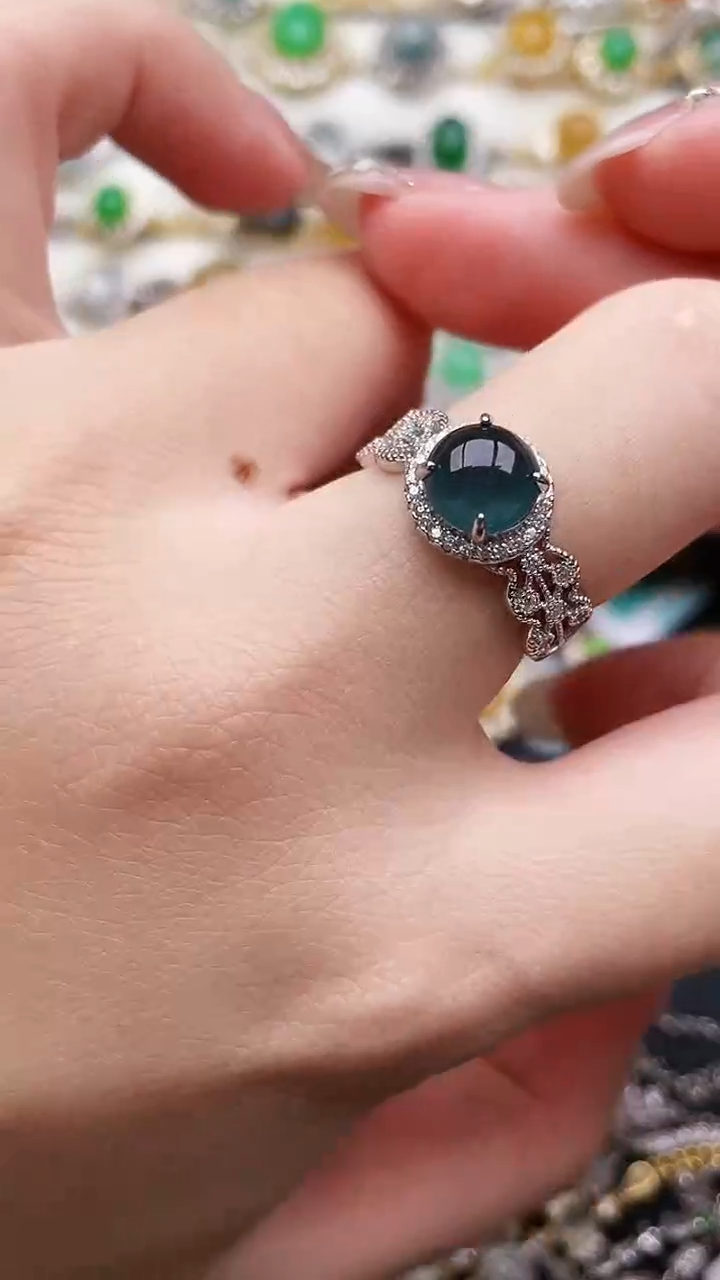 银S925镶嵌戒指翡翠34