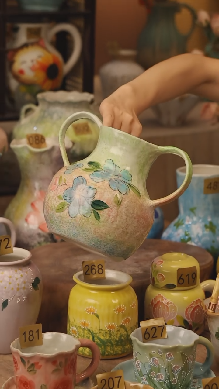 陶瓷494景德镇设计师手作花器摆件侘寂风