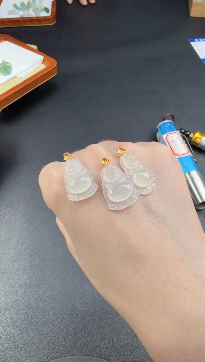 吊坠(不含链)18K金镶嵌翡翠翡翠饰品（多样性发货一件）-95