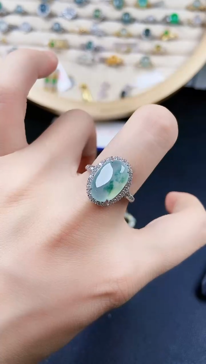 翡翠银S925镶嵌戒指4156464