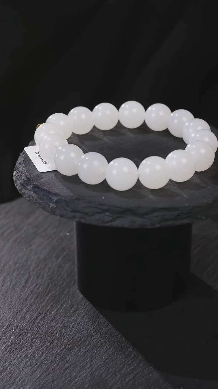 【闪购商品】和田玉手串未镶嵌和田玉青海料白玉单圈卡12