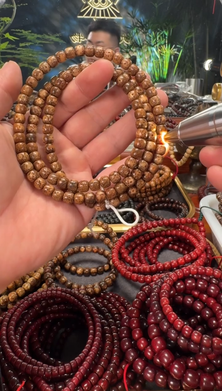 手串星月菩提7*8原生态陈化老油料虎皮玉化陈籽