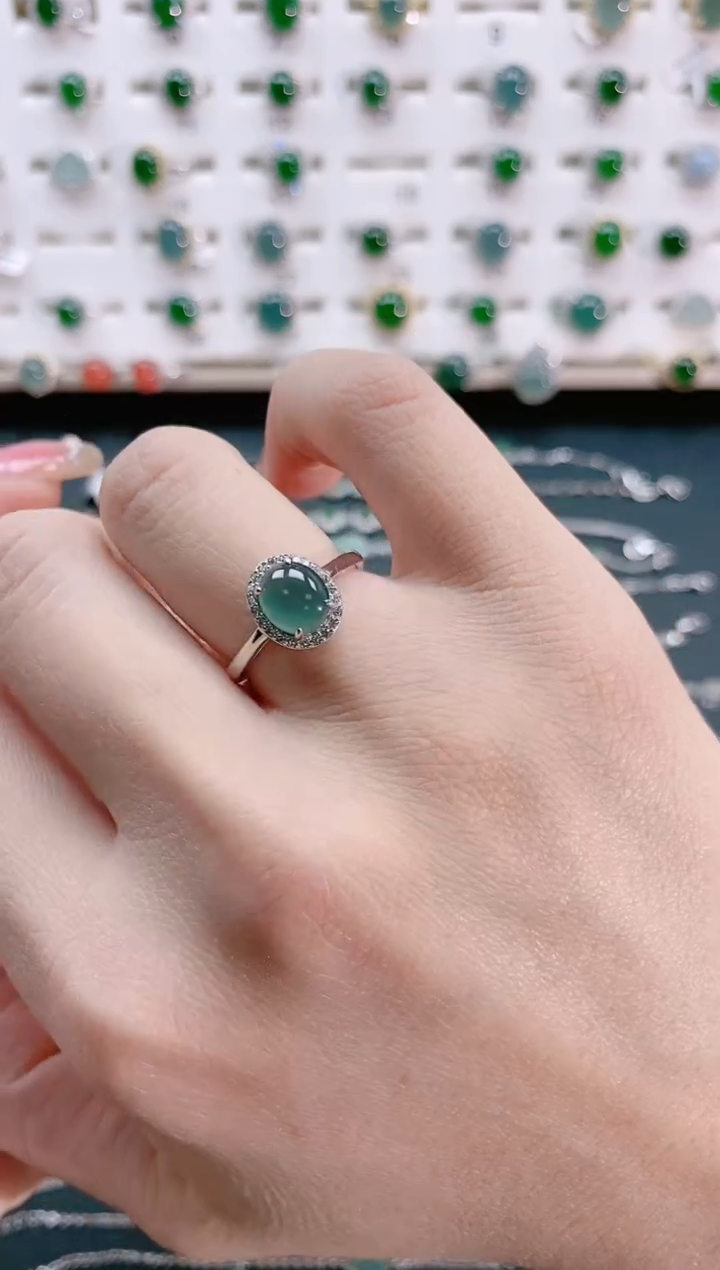 【闪购商品】翡翠戒指银S925镶嵌天然翡翠