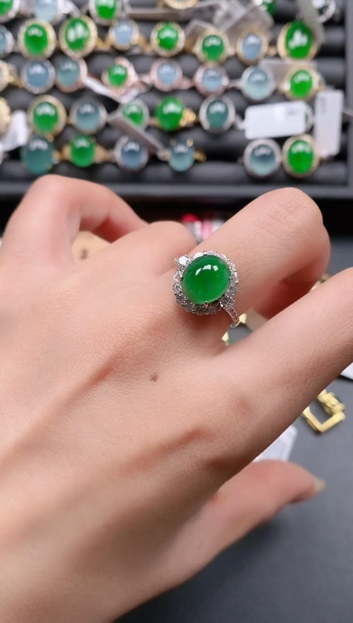 银S925镶嵌戒指翡翠1111111