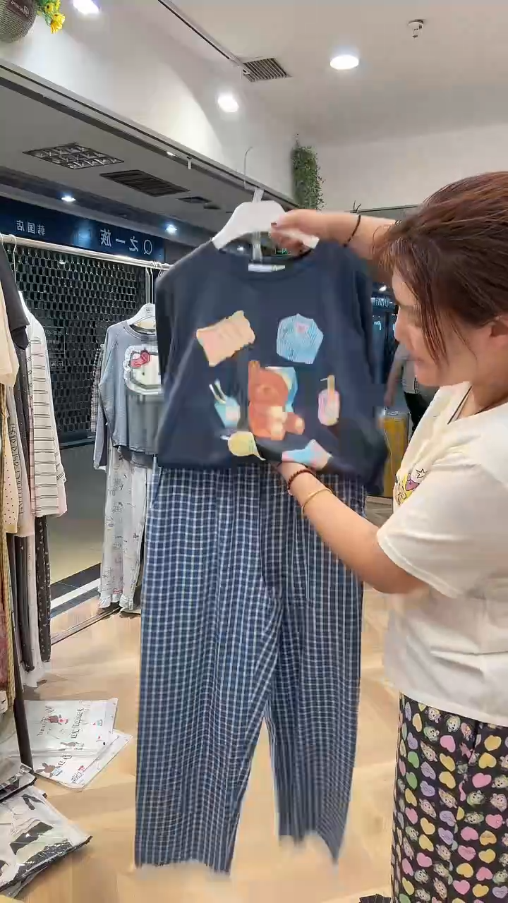 棉梨花半袖长裤M号125斤以下