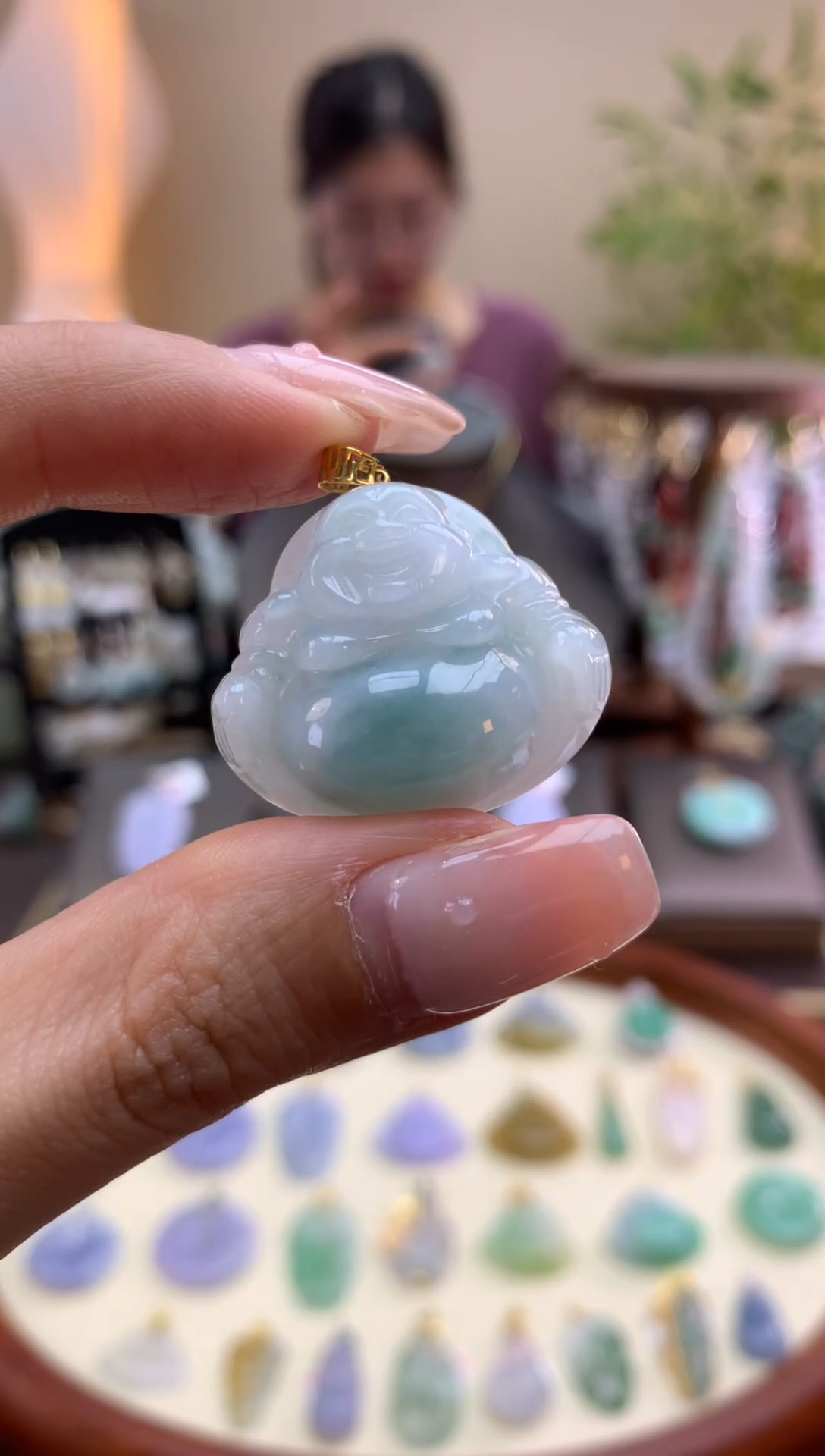 【闪购商品】翡翠颈饰18K金镶嵌佛公