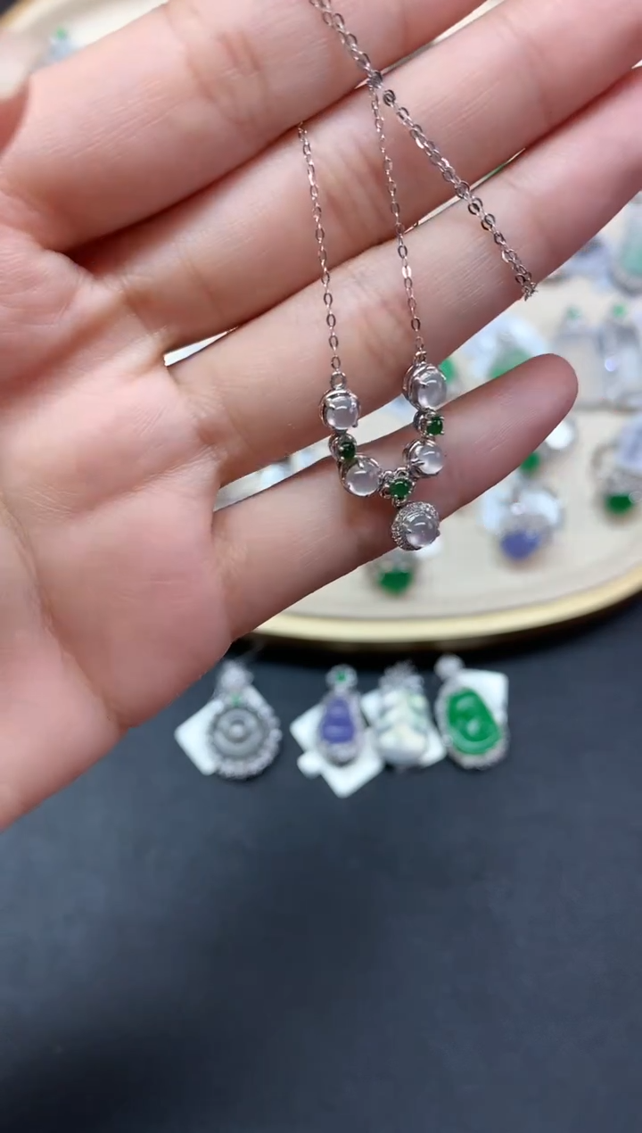 【闪购商品】翡翠套链18K金镶嵌套链A534|1980