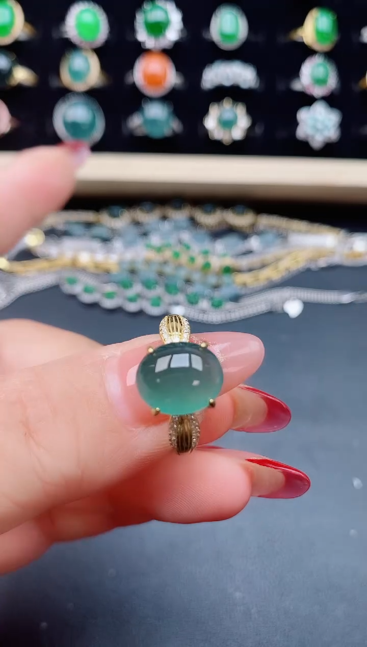 【闪购商品】翡翠戒指银S925镶嵌5080085