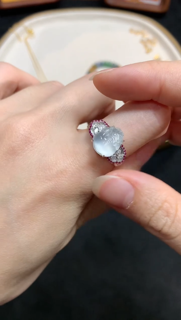 【闪购商品】翡翠戒指18K金镶嵌W131|12800