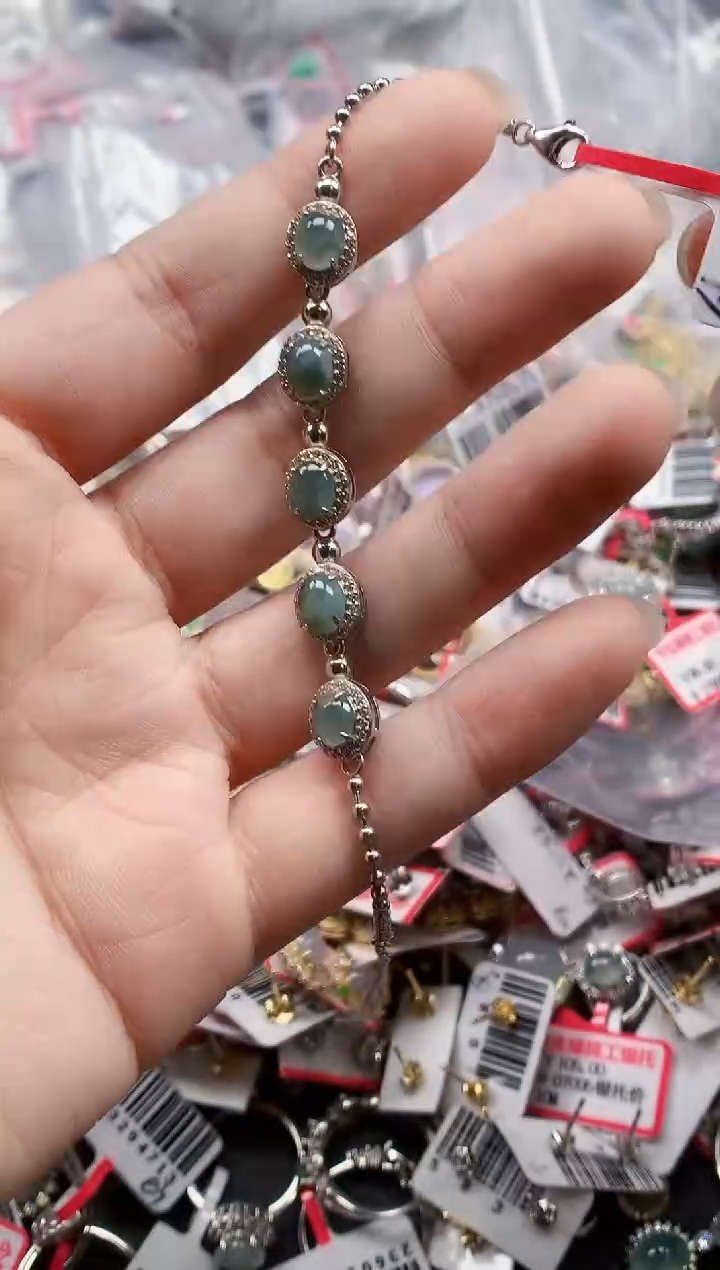 银S925镶嵌戒指翡翠天然A货缅甸翡翠