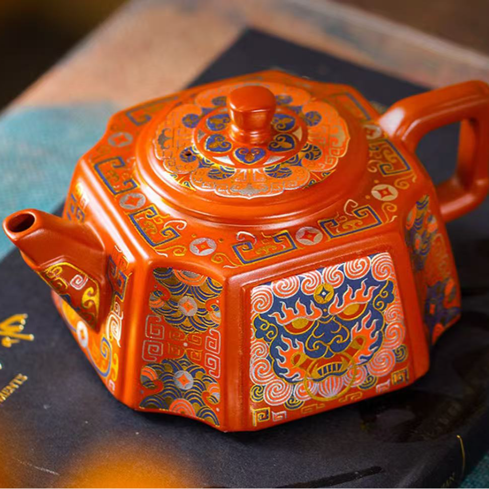 紫砂壶麒麟八方泥绘功夫茶具B20