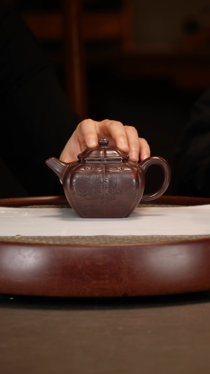 【闪购商品】紫砂茶壶筋纹如意+红遍画+杯+十二生肖杯