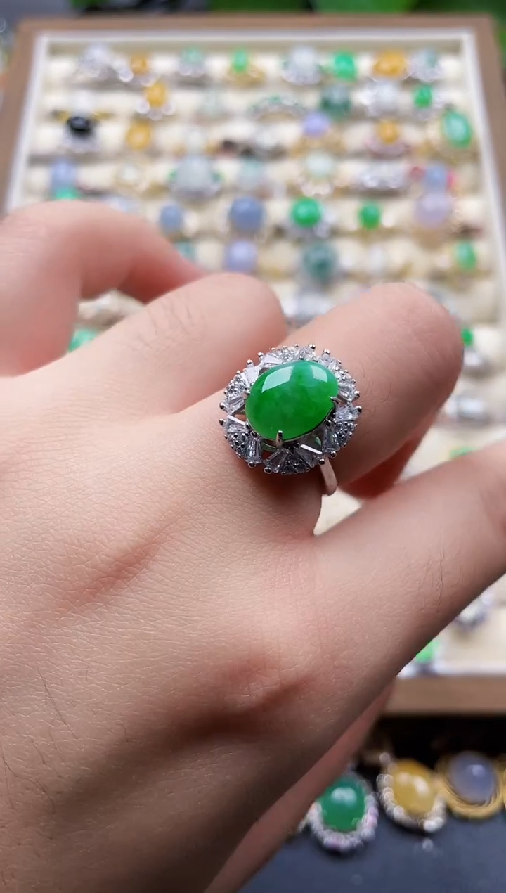 银S925镶嵌戒指翡翠21