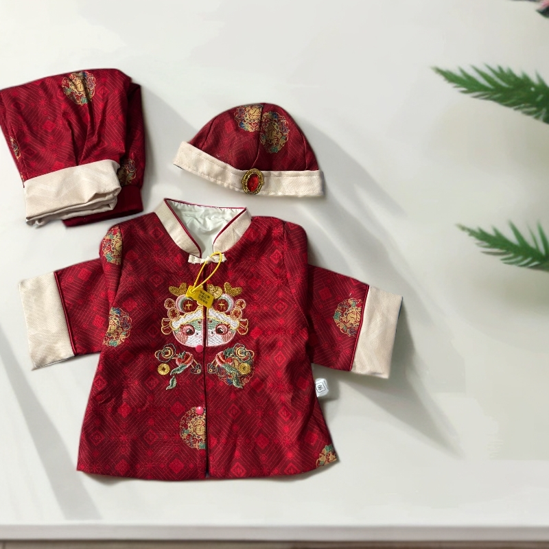 儿童汉服套装春秋装儿童国风唐装男女宝宝礼服抓周服拜年服