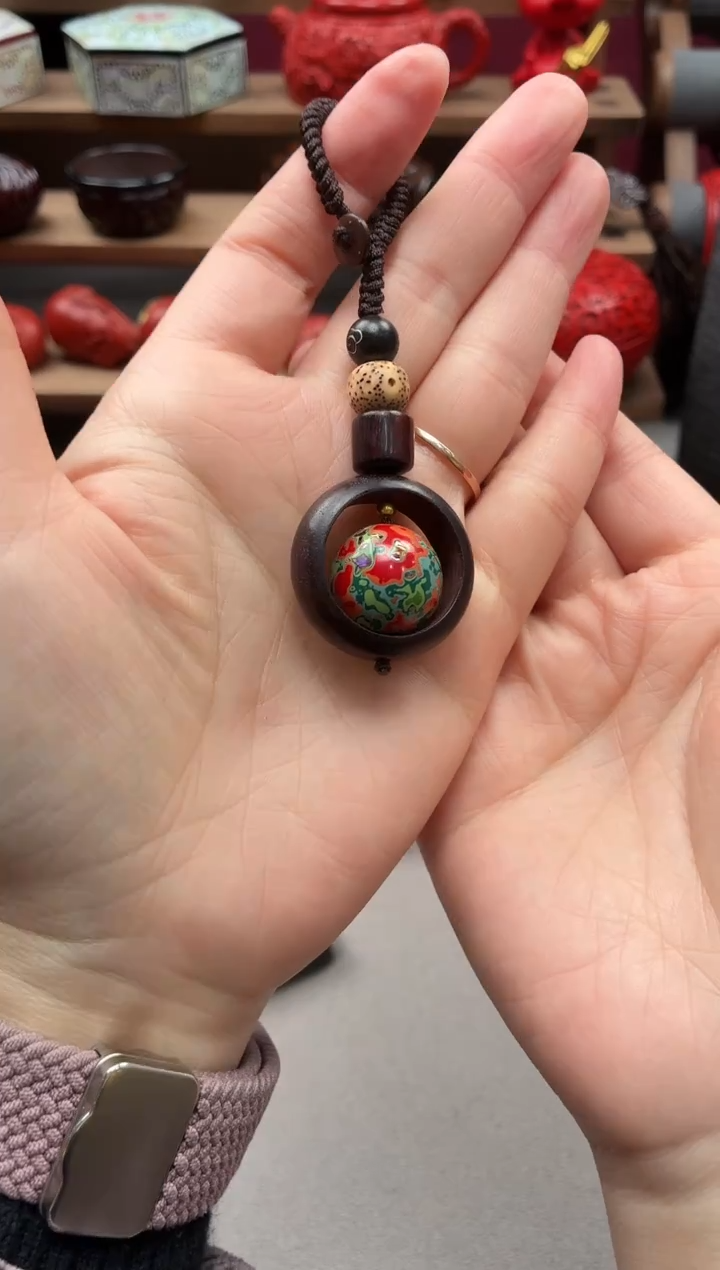 犀皮漆单颗钥匙扣时来运转