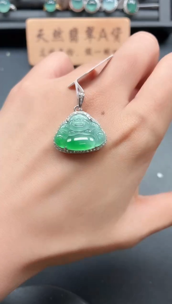 银S925镶嵌戒指翡翠1