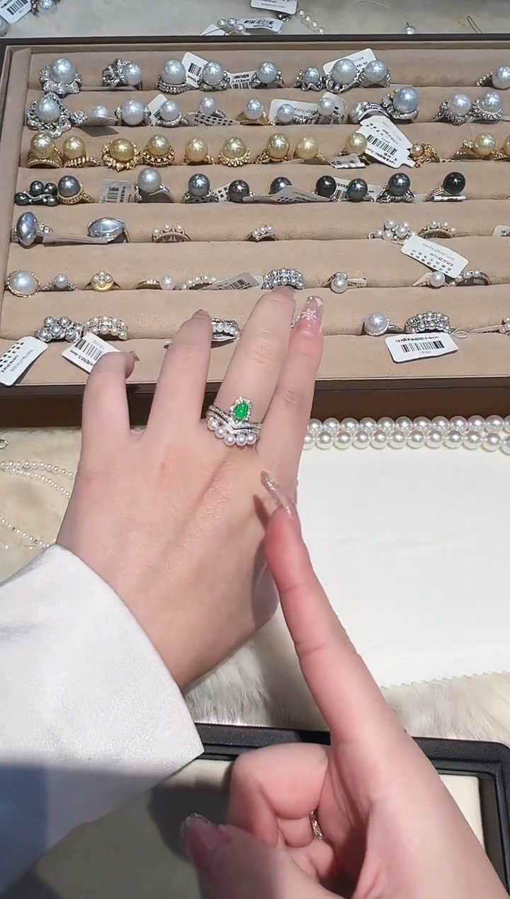 【闪购商品】海水珍珠戒指18K金镶嵌珍珠皇冠戒指1zzxm