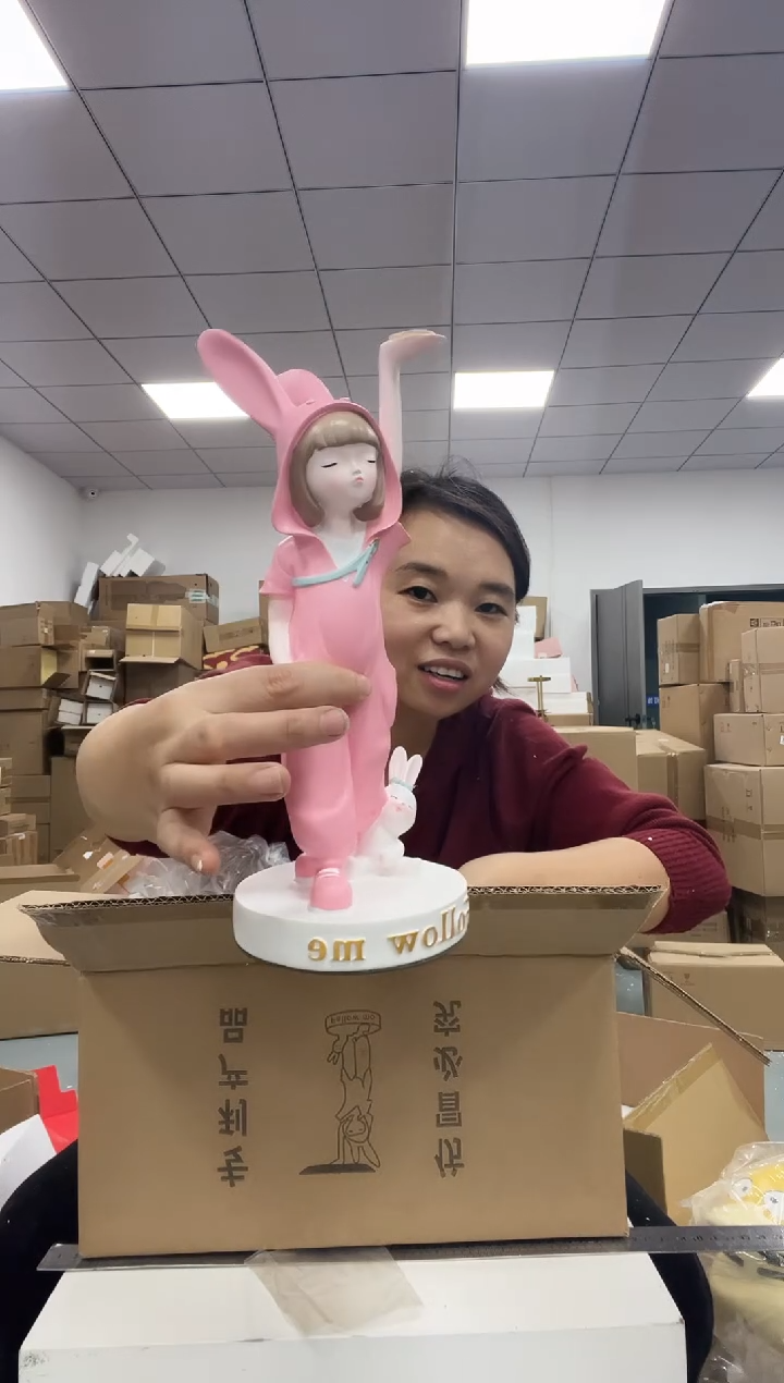 树脂BJ2222萌萌兔少女收纳摆件微瑕