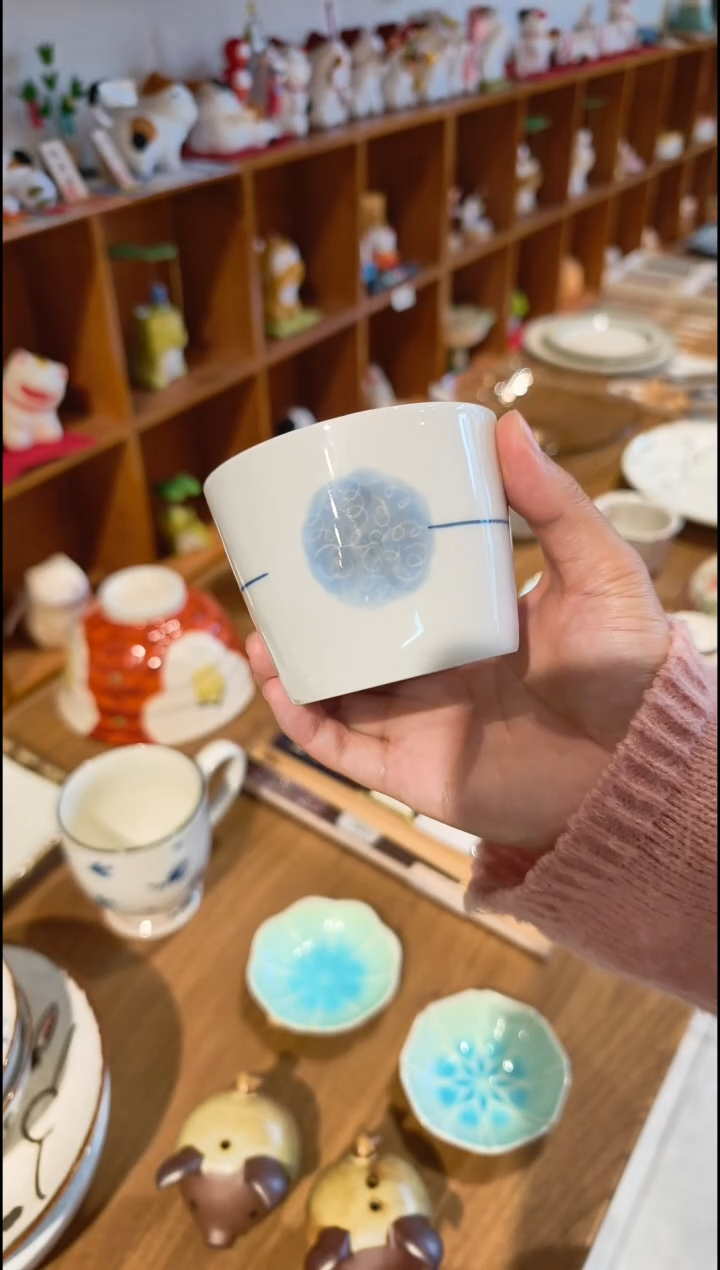 瓷片福利 白景茶杯（绣球花）
