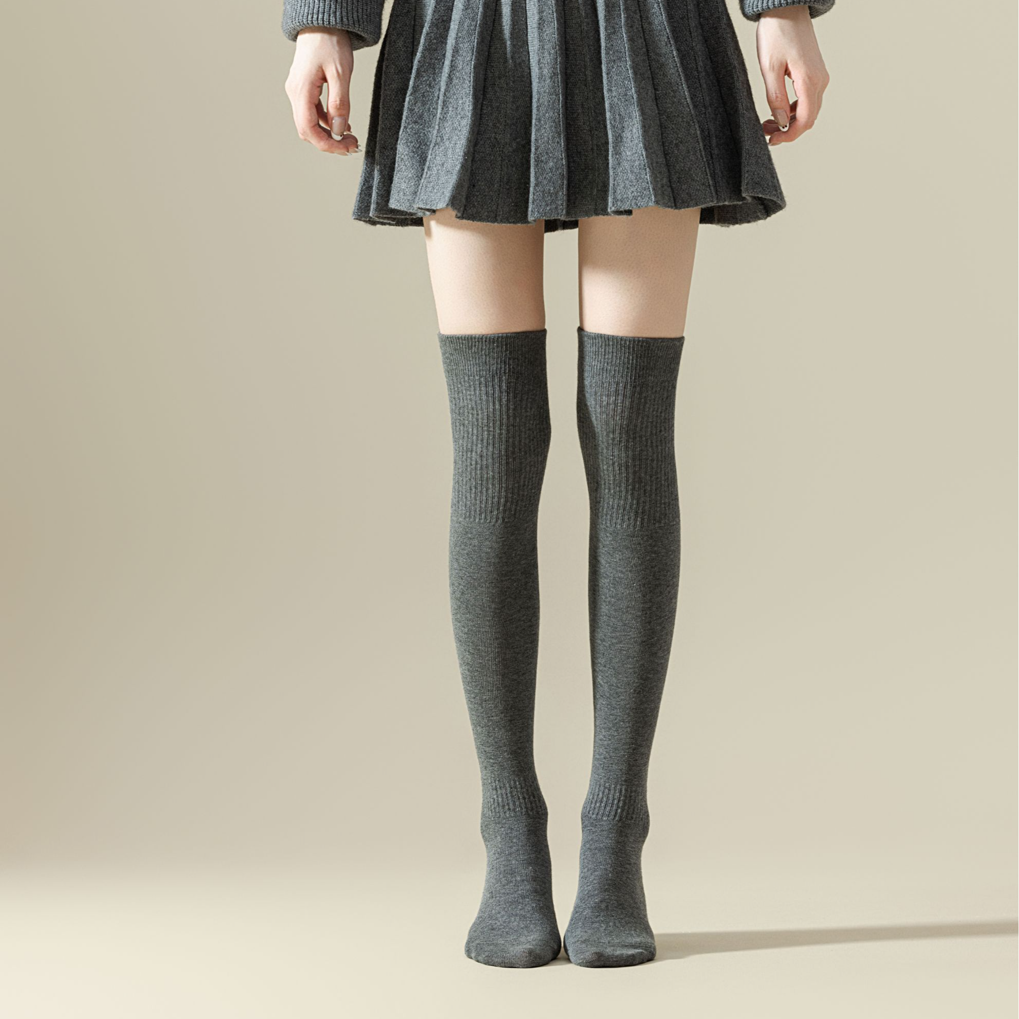 UNNWN美腿塑型透气中筒袜袜子春季保暖镂空女不起球厚款小脚袜