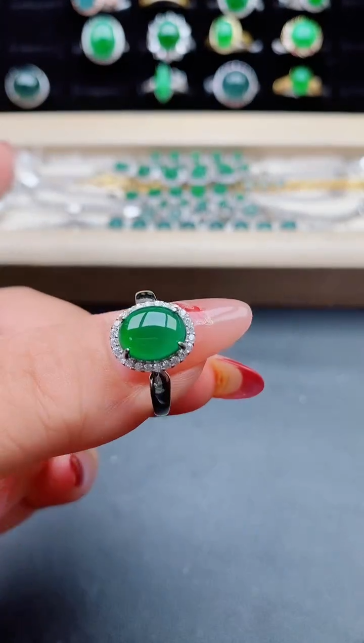 【闪购商品】翡翠戒指银S925镶嵌21321