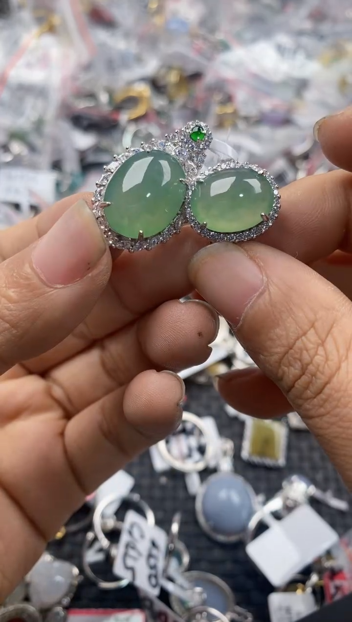 银S925镶嵌戒指翡翠1010---4